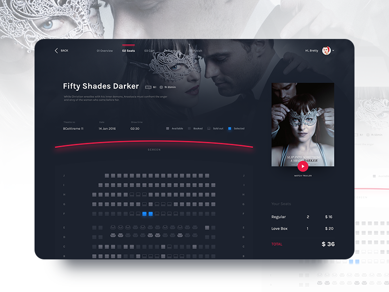 Example of Cinema Tickets Booking UI