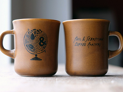 Phil & Sebastian – Kinto Mug calgary coffee design globe illustration mug phil sebastian ampersand