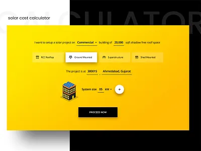 Solar Cost Calculator cost calculator green energy landing page rooftop solar ui ux web design
