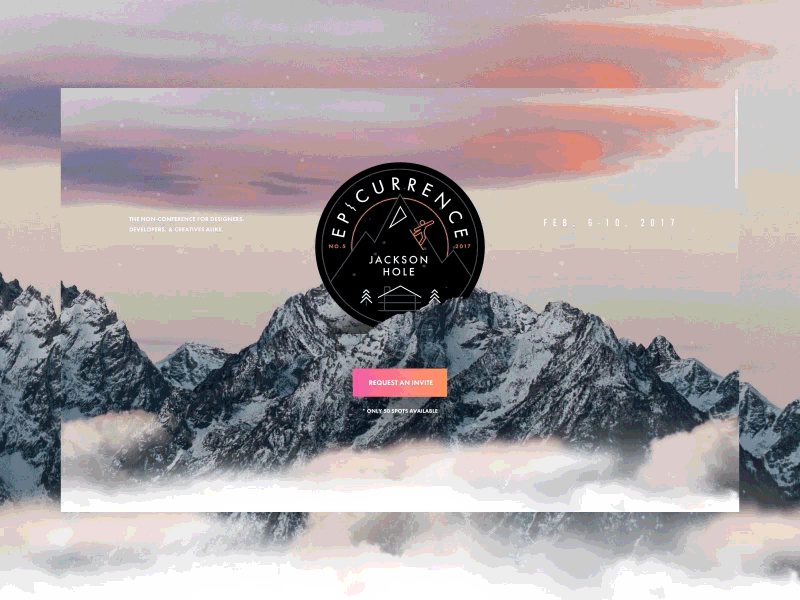 Epicurrence No. 5 Site badges camping epic epicurrence fire form landing motion website