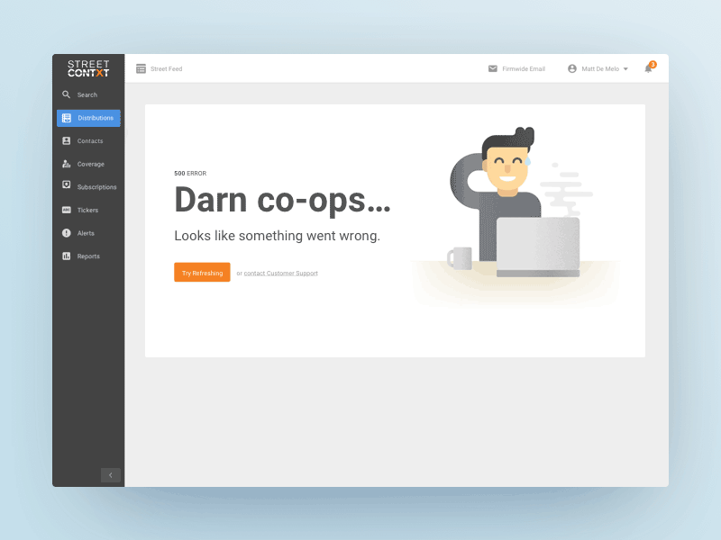 Street Contxt - 500 Error 404 error 500 error co op error error message error page illustration street contxt ui ux web app