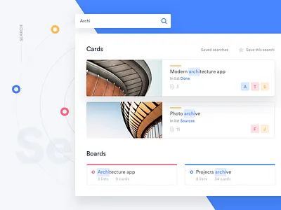 Trello Atlassian - Search card desktop flat light redesign search trello ui