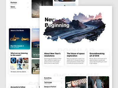 Magazine Full Page cards layout shadows ui ux web