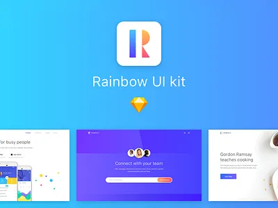 Rainbow UI kit app footer forms header hero landing mobile page sketch ui ui kit ux