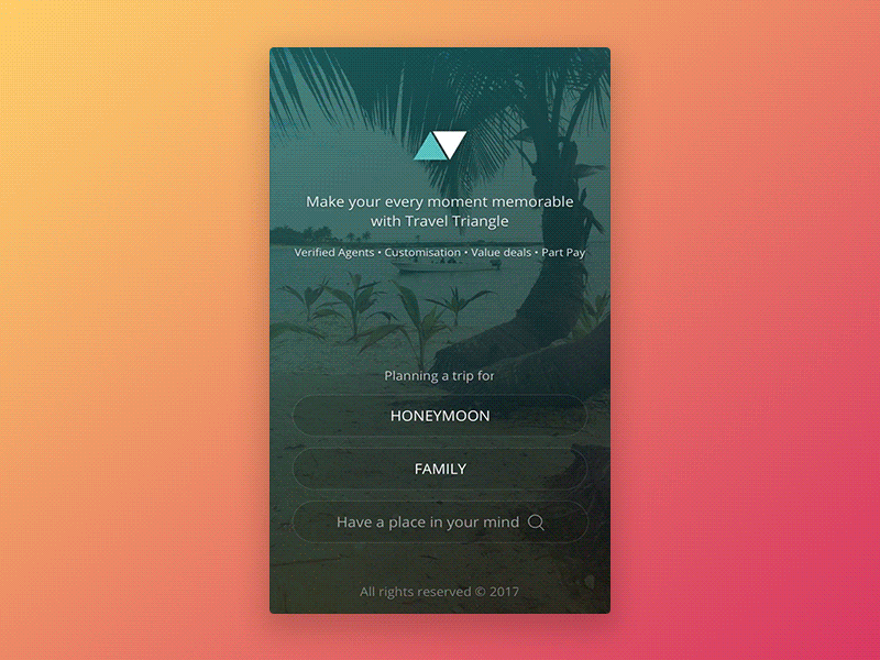 Travel package browsing experience android app browsing clean digital flat iphone minimal picker travel ui ux