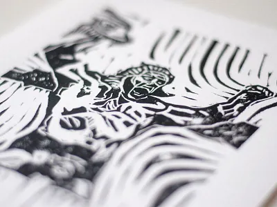 The Warrior King in Black illustration linocut printmaking tripleh woodblock wwe