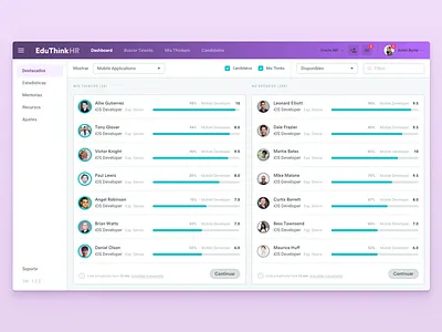 Hiring Manager: Dashboard app courses dashboard development e learning flat hiring manager responsive ui ux web