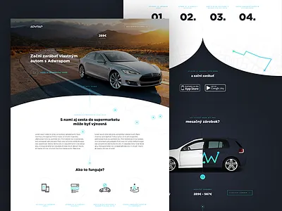 Adwrap - Homepage app driving footer homepage illustration luxury map navigation tesla testimonials travel uber