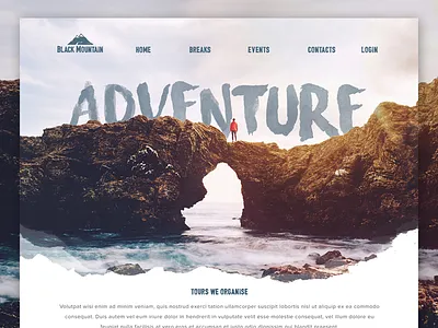 Landingpage For a Adventure Travel website adventure hiking interaface landingpage layout mountains nature outdoors surfing travel ui retro website