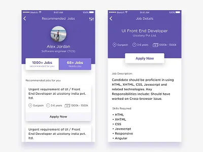 Job Listing & Job Details job detail job portal jobs naukri ui ux