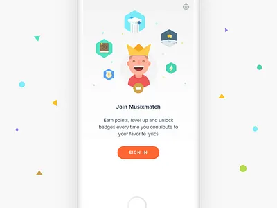 Join Musixmatch badge illustration ios iphone king login profile signin