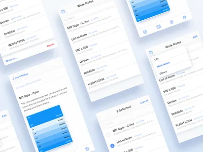 Memo App practice blue editor interface list memo notes ui