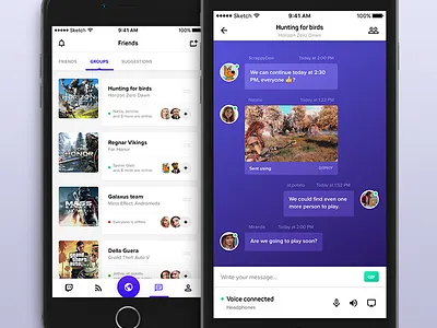 App for Players - Group text / voice chat app chat games group chat groups iphone mobile players text ui ux voice