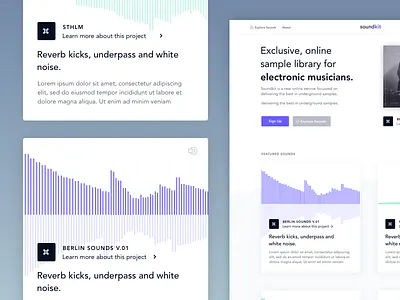 Waveforms 🔊 card landing page listen to techno music samples sound stuff
