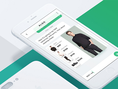 Aldo chatbot Screens for IOS booking bot chat ios mobile shopping text ticket ui ux