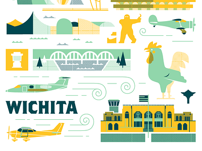 ICT Landmark Print donut whole ict kansas aviation museum keeper of the plains wichita