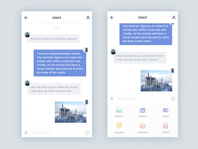International travel 3 chat app chat message news travel ui