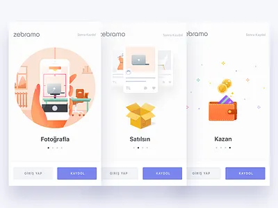 Onboarding Screens app e commerce marketplace onboarding shopping ui ux zebramo
