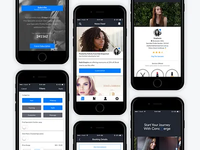 Concierge App beauty clean dark on demand simple sleek ui ux