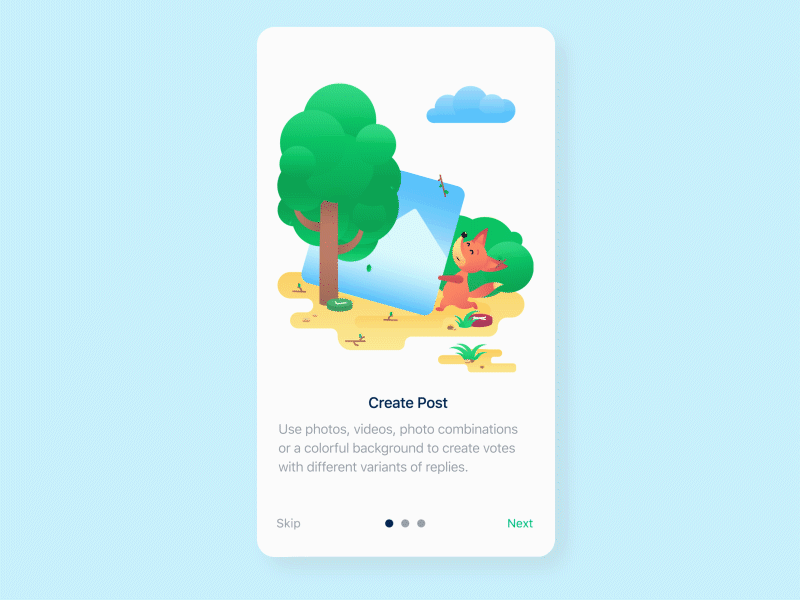 Onboarding Animation animation avatar flat fox ios minimal mobile motion onboarding tips ui