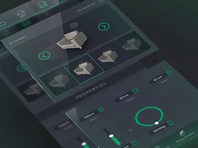 Interior tool dark design interface interior mobile tool ui user ux web