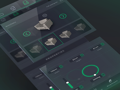 Interior tool dark design interface interior mobile tool ui user ux web