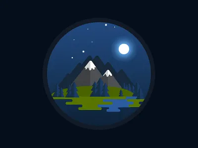 Nature illustration dark ui environment graphics illustration moon mountains nature night outdoor sky tree