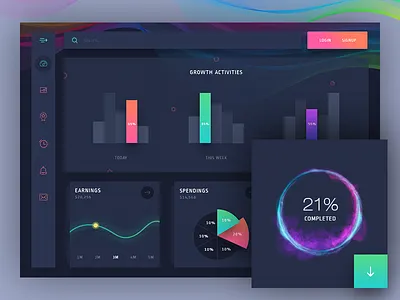 Dashboard Widgets app widget card clean dark dashboard dashboard app gradient statistics ui kit widgets