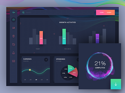 Dashboard Widgets app widget card clean dark dashboard dashboard app gradient statistics ui kit widgets