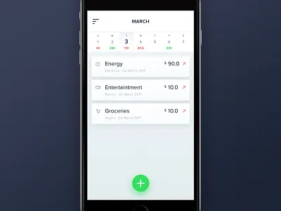 Personal Expenses Manager accountant calendar card clean economy expense finance list manager minimal