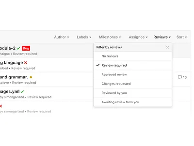 Review status filtering code review css github html product design pull request rails ruby workflow