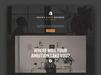Shopify Build a BIGGER Business with Tony Robbins babb branding dark landing page robbins shopify tony