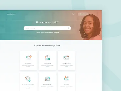 Teachable Support Page customer help icons illustrations landing page school web