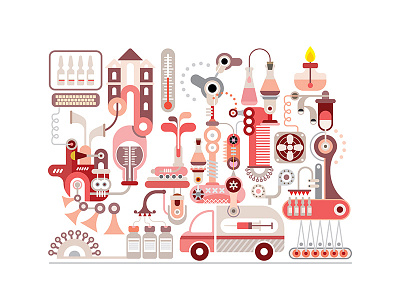 Medical Manufacturing equipment illustration lab laboratory manufacture manufacturing medical medicine pharmaceutical research science