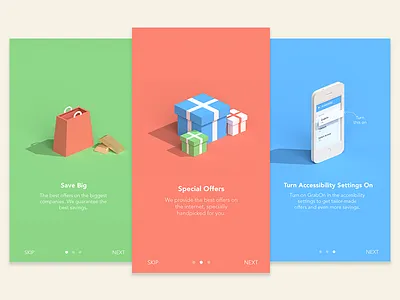 Onboarding Screens 3d app interface isometric mockup onboarding render ui user interface ux