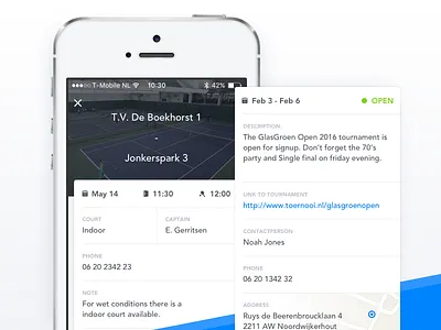 Calendar Events calendar date event ios iphone location modal sport tennis