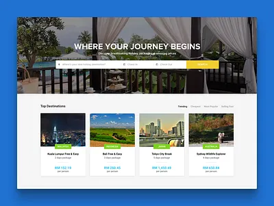 Travel Page ecommerce travel ui ux