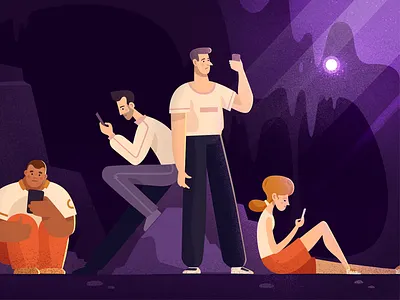 The Cave ambient cave character darkness fireart fireart studio illustration light vector video
