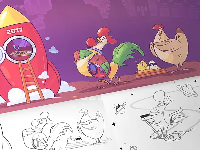 Year of the Rooster character characterdesign chinese drawing fun process rooster sketch