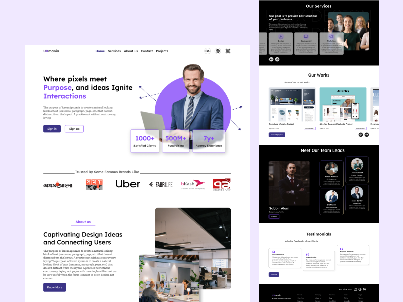 Digital Agency Website Landing Page Design adobexd cleanui creativeagency creativedirection darkmodedesign designinspiration designtrends digitalagencywebsite dribbble dribbbleshots figmadesign landingpagedesign minimaldesign modernui uidesign uiuxdesign uxdesign webdesign websitedesign