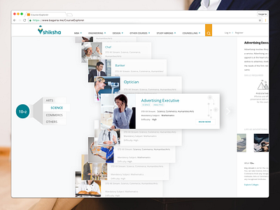 Course Explorer Concept for Shiksha.com concept course engagement explorer funtask interactive layers students ux
