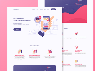 Landing Page For Torogrowth header homepage icon illustration landing page line platform product design ui design web design
