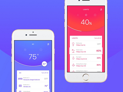 Daily Design Challenge #007 - Setting for Smart Home app ac dailyui interface iot led lights smart home ui ux