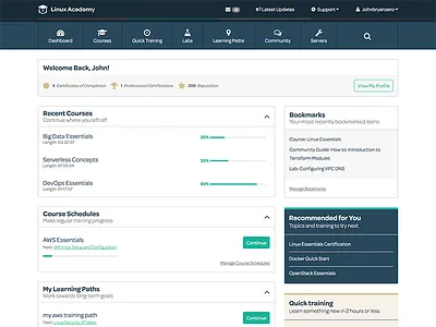 Linux Academy Dashboard dashboard product ui ux