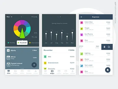 Money manager app android application clean design graph icons interface ios minimal shot