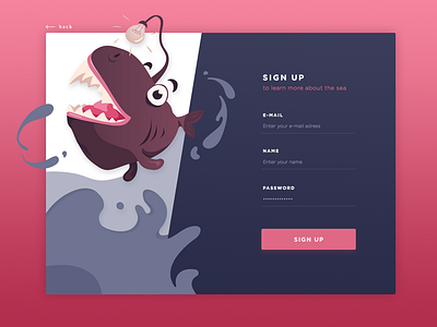 Deep Sea SignUp – Daily UI Challenge 001 card challenge dailyui flat gradients illustration login onboarding sign up ui web