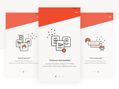 On-boarding screens for new app. 17seven audition fox graphic design gui design iphone app design mobile ui design user interface design ux design