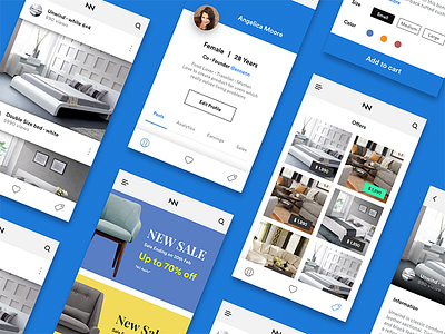 Online furniture shopping - App UI Kit iOS addtocart app furniture ios news feed offers online profile rentals sale ui ui kit
