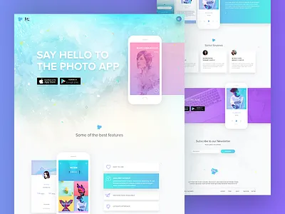 Mobile App Landing Page blue clean dribbble best shot gradient landing page mobile mobile app landing page ui ux web landing page design