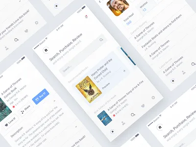 Book Finder App app book dark finder ios profile read search suggestion white